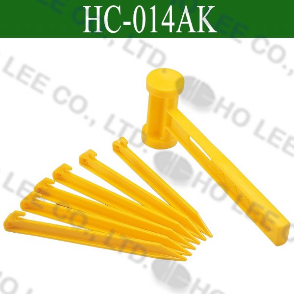 HC-014AK 10-1/2" TENT STAKE/PEG MALLET+8" PLASTIC TENT STAKES HOLEE